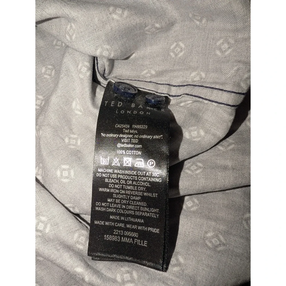 Ted Baker Long Sleeve Shirt Men's Size 5 Black London Slim Fit Flip Cuff Sport